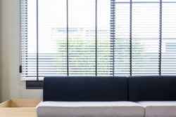 Custom Metal Blinds professionally installed by Oregon Blinds in a living room